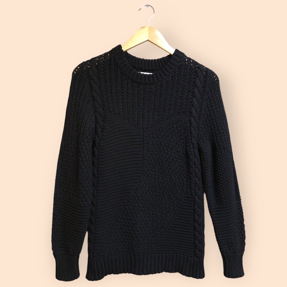 Christina Lehr Black Henry Chunky Knit Cotton Sweater Peru Designer Women’s 2